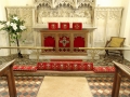 Fretwork on Altar reflected in Kneeler  In St Marys-001
